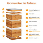 10 Frame Unassembled Complete Hive Kit With Foundation - (2)Deep & (1)Medium