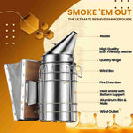 Bee Hive Bee Smoker Stainless Steel with Heat Shield Beekeeping Supplies and Equipment