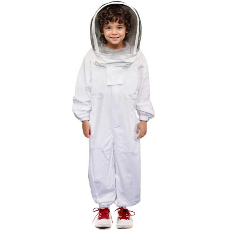 Bee Suit for Kids with Fencing Veil Hood -White