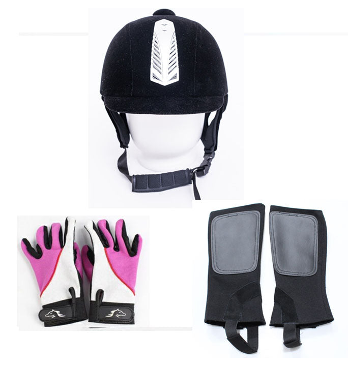 Children Equestrian  Horse Riding Kits-Helmet, gloves and knee pads